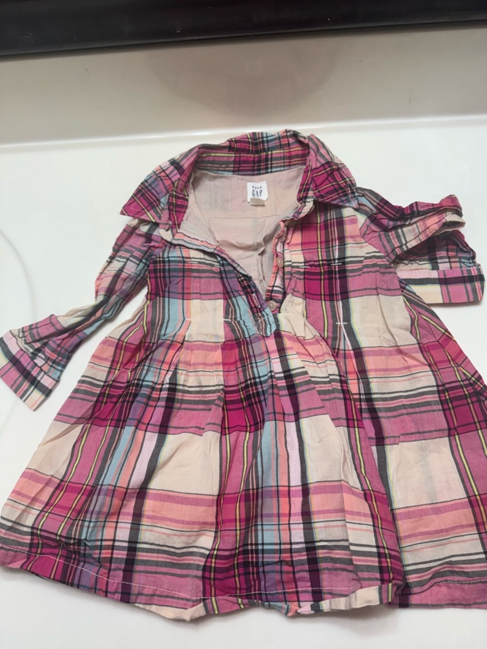 GAP Pink Plaid Cotton Dress